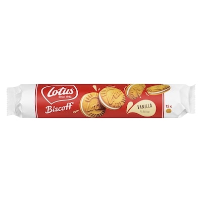 Lotus Biscoff Caramelised Sandwich Biscuits With A Vanilla Flavour Filling 150 g, $2.19/100g