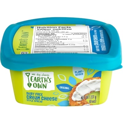 Earth's Own Dairy-Free Cream Cheese, Plant-Based 227 g, $3.08/100g