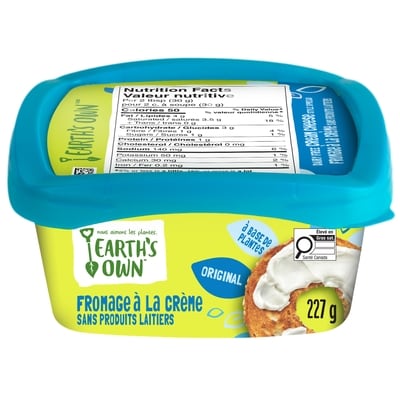 Earth’s Own Fromage à la crème sans produits laitiers style tartinade 227 g, 2,86 $/100g