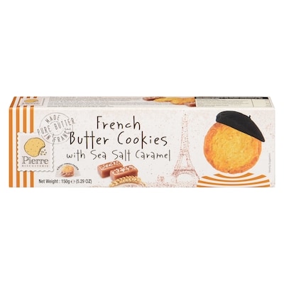 Pierre Biscuiterie French Butter Cookies With Sea Salt Caramel 150 g, $3.93/100g