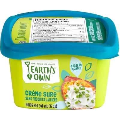 Earth’s Own Crème sure sans produits laitiers à base de plantes 340 g, 2,06 $/100g