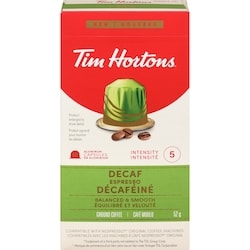 Tim Hortons Ground Coffee Decaf Espresso 10 ea, $0.75/1ea
