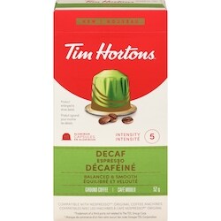 Tim Hortons Café moulu espresso décaféiné 10 ea, 0,95 $/1ch