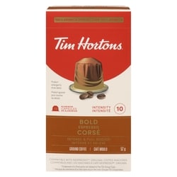 Tim Hortons Café moulu espresso corsé 10 ea, 0,95 $/1ch