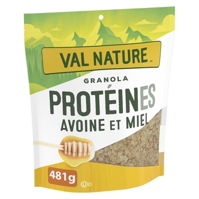 General Mills Granola Protéiné à l'Avoine et Miel, Collation et Céréales Saines, Format Familial 481 g, 1,14 $/100g