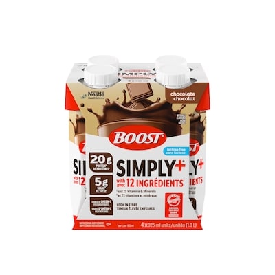 Nestle Health Science Boisson Nutritive Simply + Chocolat paquet de 4 325 ml, 1,00 $/100ml