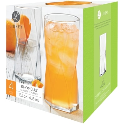 Libbey Verres, losanges, ensemble de 4 1 ea, 9,00 $/1ch