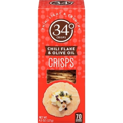 34 Degrees Crisps Chili Flake & Olive Oil 127 g, $6.30/100g