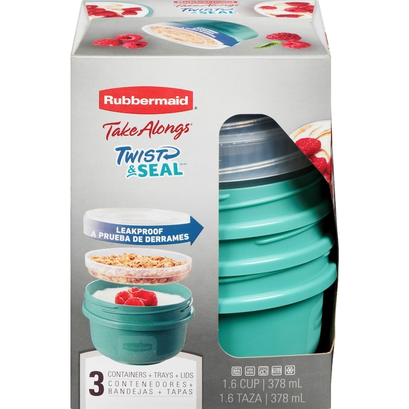 TakeAlongs Twist & Seal Food Storage Containers,Teal Splash, 3 Pack