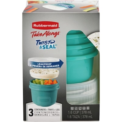 Rubbermaid Boîtes de conservation pour aliments TakeAlongs Twist & Seal, Teal Splash, lot de 3 3 ea, 1,33 $/1ch