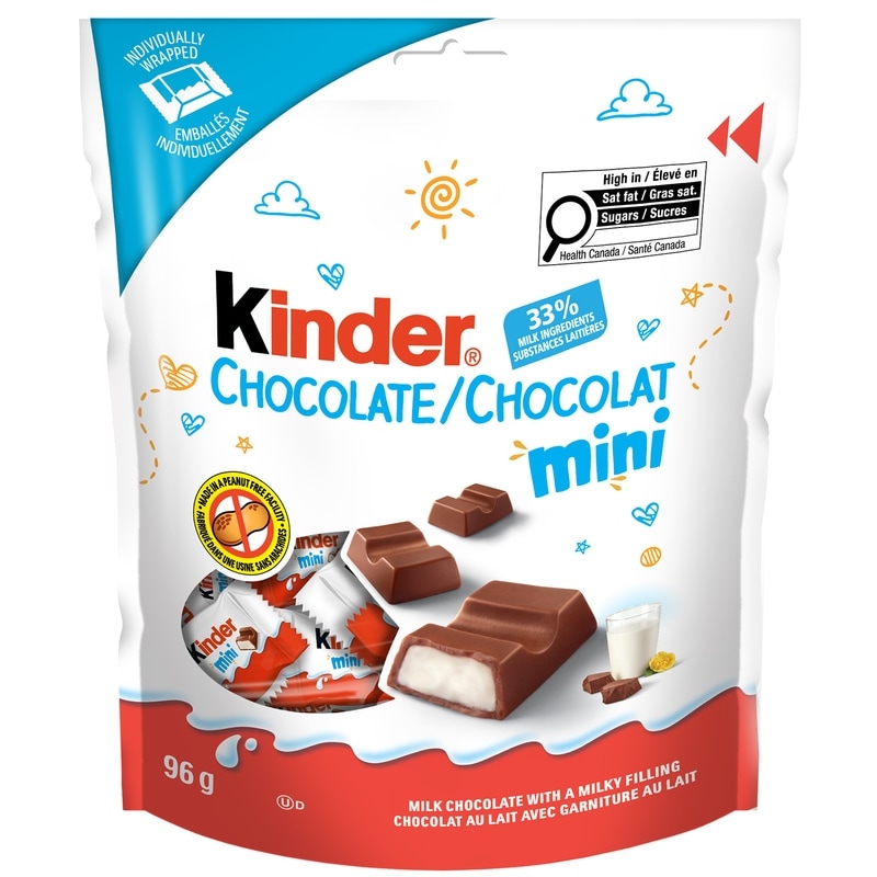 CHOCOLATE/CHOCOLAT MINI, Milk Chocolate Candy bar with a Milky Filling, 16 Individually Wrapped Milk Chocolates per Bag