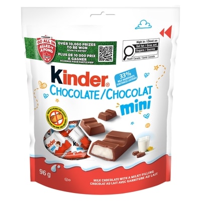 Kinder CHOCOLATE/CHOCOLAT MINI, Milk Chocolate Mini Bars With A Milky Filling, 16 Individually Wrapped Mini Bars Per Pack 96 g, $4.68/100g