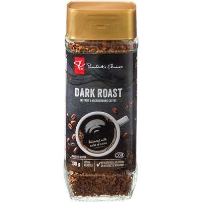 President's Choice Dark Roast Instant & Microground Coffee 100 g, $5.99/100g