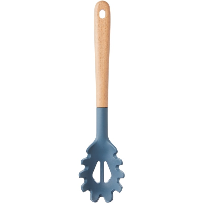 Beechwood Spaghetti Spoon with Silicone Head - Blue