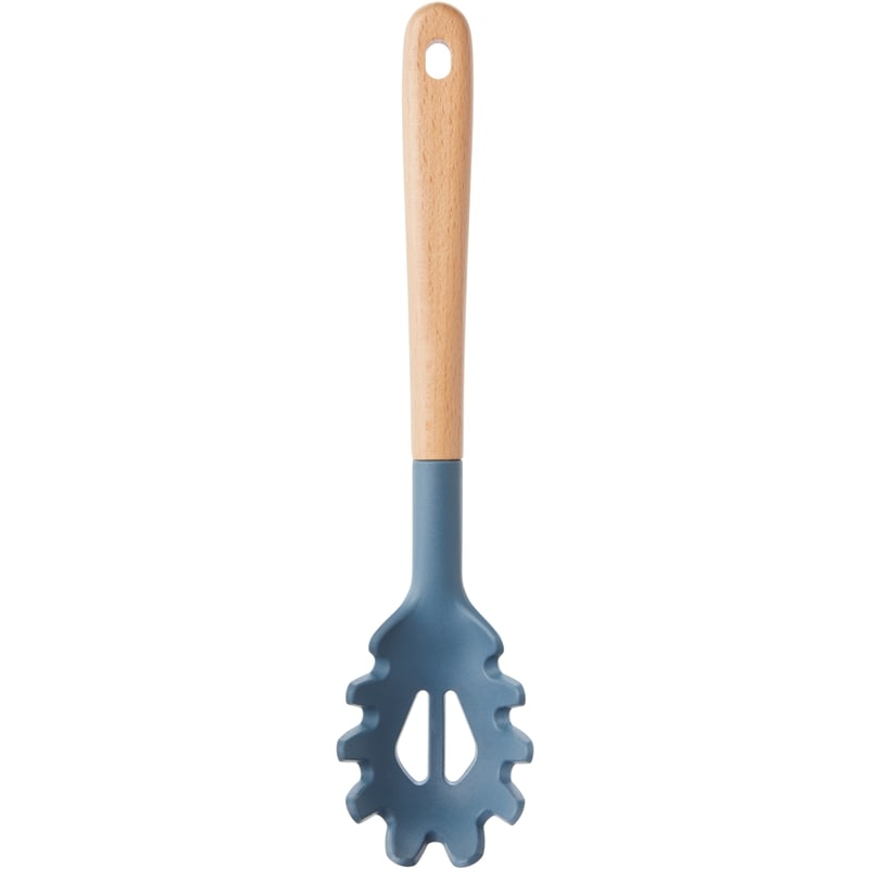 Beechwood Spaghetti Spoon with Silicone Head - Blue