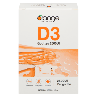 Orange Naturals D3 gouttes 2500 ui 15 ml, 113,27 $/100ml