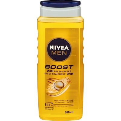 Nivea Boost Shower Gel 3-in-1 Body Wash, Body, Face & Hair 500 ml, $1.20/100ml