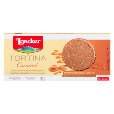 Loacker Tortina Crispy Milk Chocolate Specialty with Caramel Cream Filling 3 x 21 g  63 g, $6.33/100g