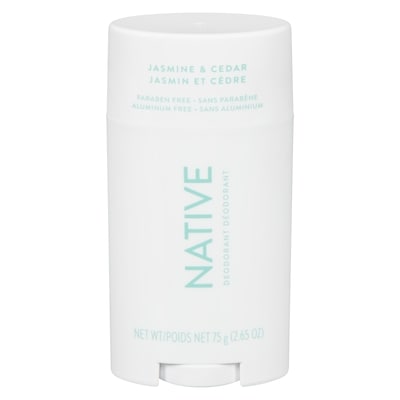 Native Natural Deodorant, Jasmine and Cedar, Aluminum Free 75 g, $23.99/100g