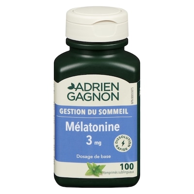 Adrien Gagnon Gestion du sommeil mélatonine 3 mg dissolution rapide 100 ea, 0,12 $/1ch