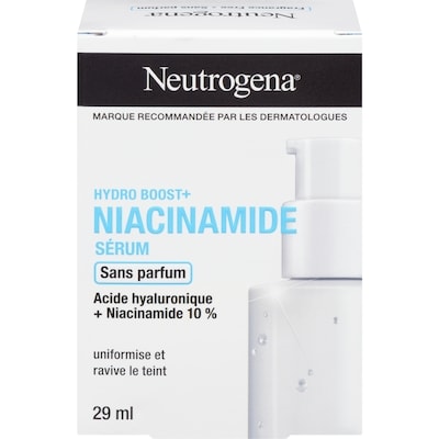 Neutrogena Sérum Hydro Boost Niacinamide, acide hyaluronique, 10 %  de niacinamide, vitamine B3 Sérum sans parfum pour le visage 29 ml, 103,41 $/100ml