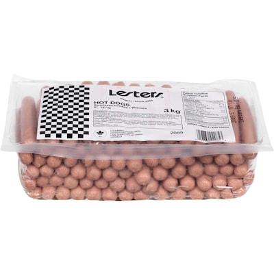 Lesters Wieners 12 LB 4x3.0 kg, $0.69/100g