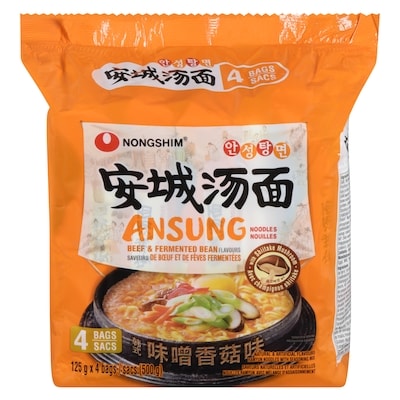 Nong Shim Noodles With Soup Mix Ansung Beef & Fermented Bean Flavours 500 g, $1.20/100g