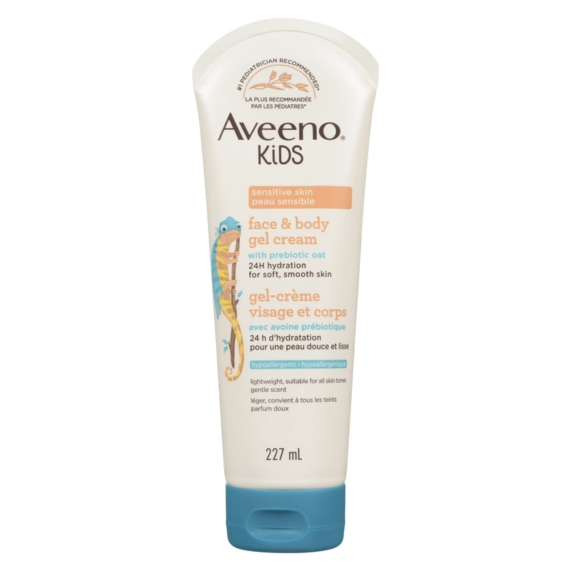 Kids Face  Body Gel Cream, Prebiotic Oat Moisturizer, Hypoallergenic Lotion, Sensitive Skin Body Cream