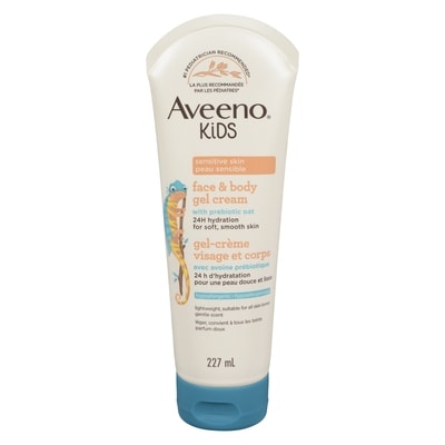Aveeno Kids Gel-crème visage et corps, hydratant à l'avoine prébiotique, Lotion hypoallergénique, Peau sensible 227 ml, 4,84 $/100ml