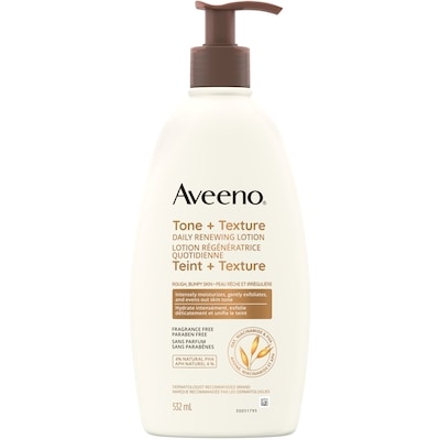 Aveeno Tone and Texture Daily Renewing Lotion, Fragrance-Free, Dry Skin  Keratosis Pilaris, Oat Extract, Vitamin B3 532 ml, $3.01/100ml