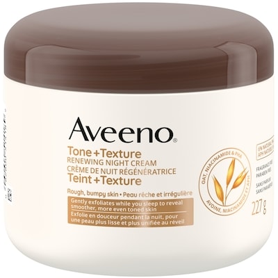 Aveeno Teint + Texture Crème de nuit régénératrice, lotion pour le corps, pour la kératose pilaire, avoine, vitamine B3, APH, exfoliant 227 g, 7,04 $/100g