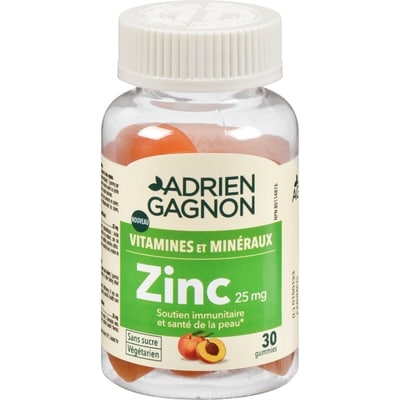 Adrien Gagnon Zinc 25 mg sans sucre 30 ea, 0,57 $/1ch