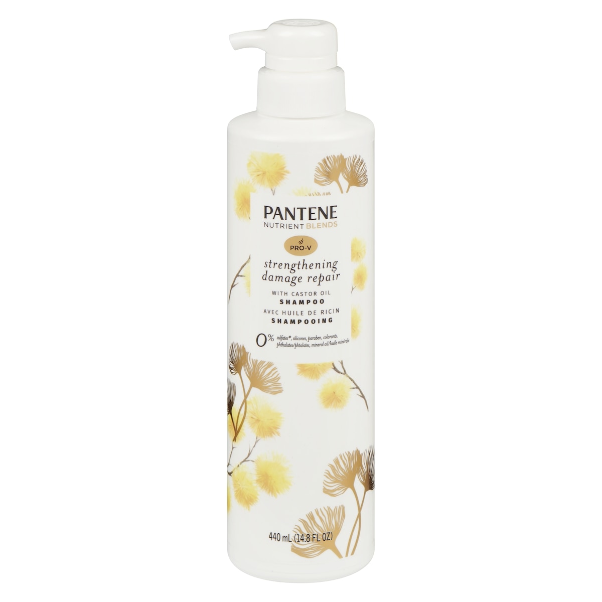 Pantene Sulfate Free Shampoo, Hair Strengthening Anti Frizz Damage Repair with Castor Oil, Safe for Color Treated Hair, Nutrient Blends 440 ml, $3.86/100ml