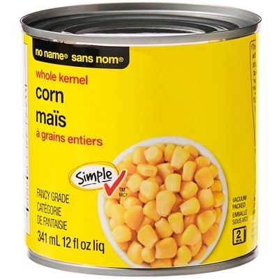 No Name Whole Kernel Corn 341 ml, $0.38/100ml