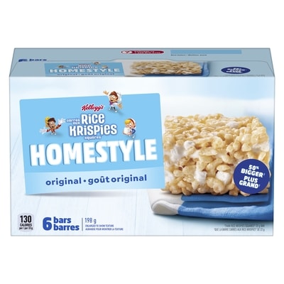 Kellogg’s Homestyle carrés aux rice krispies goût original 198 g, 2,02 $/100g