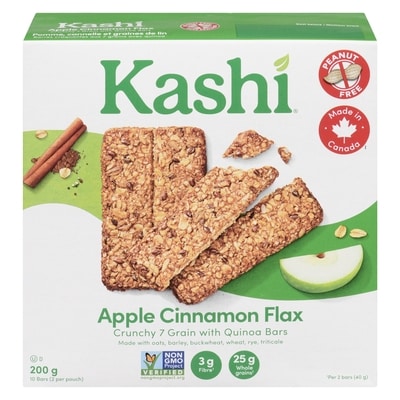 Kashi Crunchy 7 Grain With Quinoa Bars Apple Cinnamon Flax 200 g, $2.15/100g