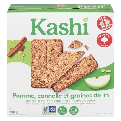 Kashi Barres croquantes aux 7 grains avec quinoa pomme, cannelle et lin 200 g, 2,00 $/100g