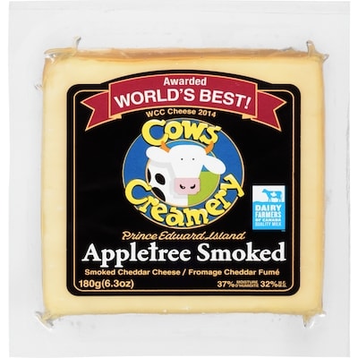 Cows Creamery Smoked Cheddar Cheese Appletree Smoked 32% M.F. 180 g, $4.44/100g