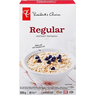 President's Choice Regular Instant Oatmeal 280 g, $1.60/100g