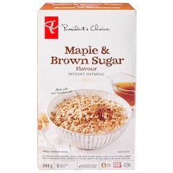 President's Choice Maple and Brown Sugar Flavour Instant Oatmeal 344 g, $1.31/100g