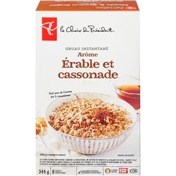 le Choix du Président Gruau instantané, érable et cassonade 344 g, 1,02 $/100g