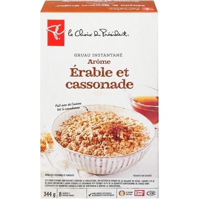 le Choix du Président Gruau instantané, érable et cassonade 344 g, 1,31 $/100g