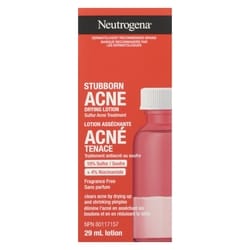 Neutrogena Lotion asséchante Acné tenace niacinamide et soufre, traitement ponctuel de nuit pour les boutons, sans parfum 29 ml, 44,10 $/100ml