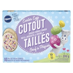 Pillsbury Pâte à biscuits au sucre taillés œufs de pâques, 10 biscuits au sucre prétranchés 206 g, 2,91 $/100g