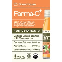 Greenhouse Farma-C+ Organic Wellness Shots with 1000mg Vitamin C, Pack of 4 4x60.0 ml, $6.25/100ml