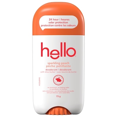 Hello Déodorant pêche pétillante sans aluminium, beurre de karité 73 g, 14,78 $/100g