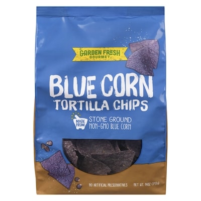 Garden Fresh Tortilla Chips Blue Corn 397 g, $1.51/100g