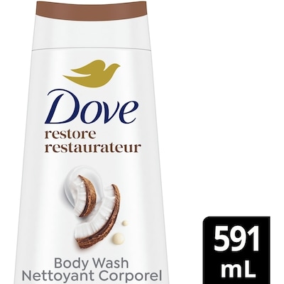Dove Body Wash Restore Coconut & Cocoa Butter gentle cleanser 591 ml, $1.98/100ml