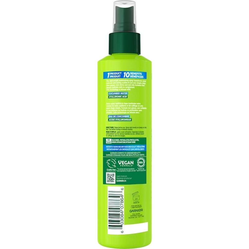 Fructis Pure Moisture 10-In-1 Leave-In Hyaluronic Acid + Cucumber Water For Dry Hair And Scalp