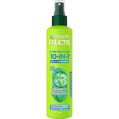 Garnier Fructis pure moisture 10-in-1 soin sans rinçage acide hyaluronique + eau de concombre pour cheveux et cuir chevelu secs 239 ml, 3,13 $/100ml
